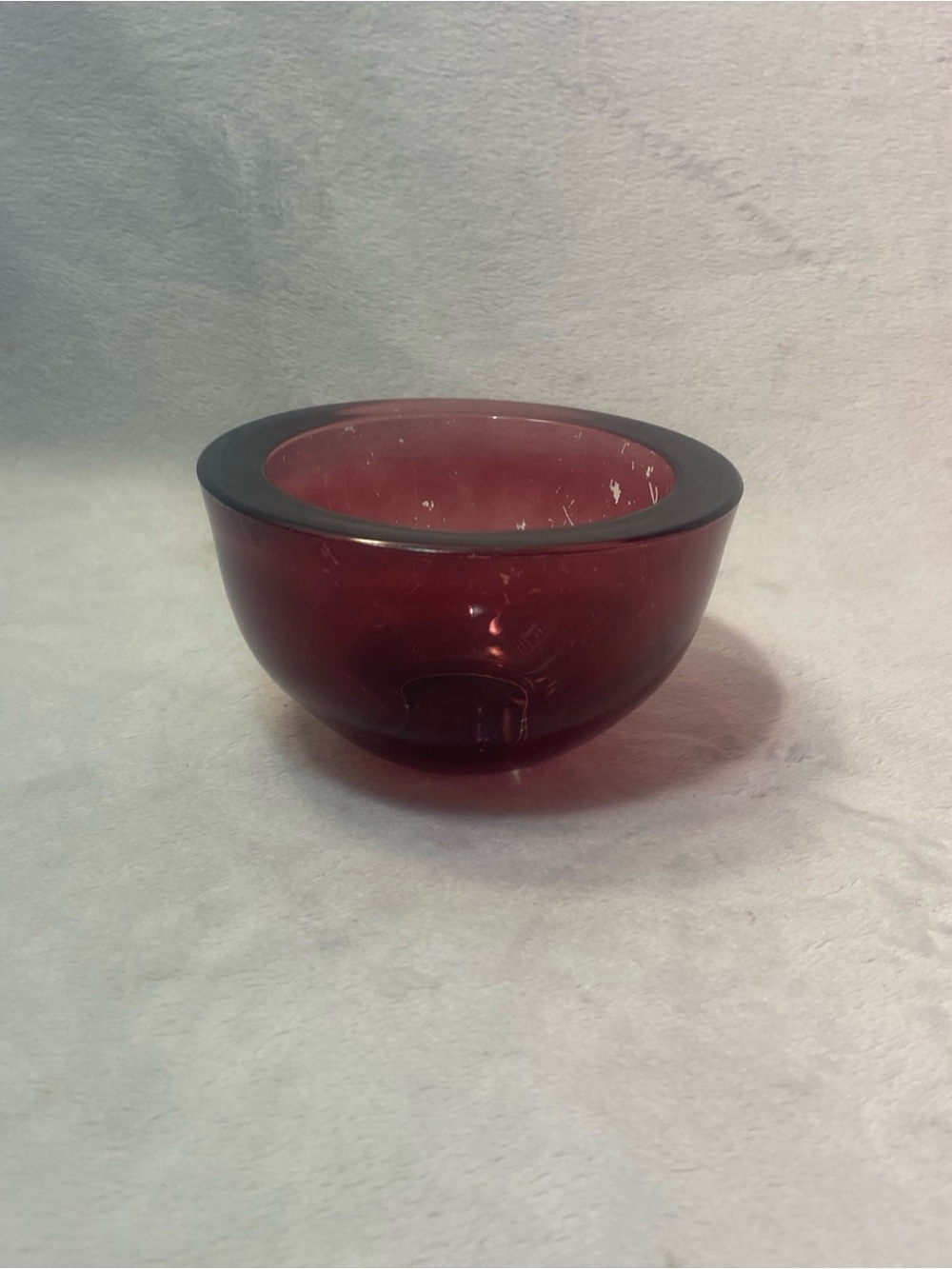 Murano Italian Sculpted Red Sommerso Blown Art Glass Bowl Dish MCM Vintage